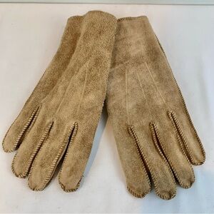 NWT Vintage Suede Gloves Polar Wear Men's L Tan Light Brown Exposed Stitch Lined